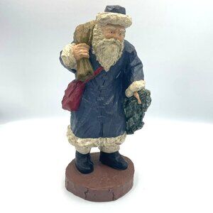 Vintage Wood World Inc Santa Figurine Hand Painted Resin Poland 1988